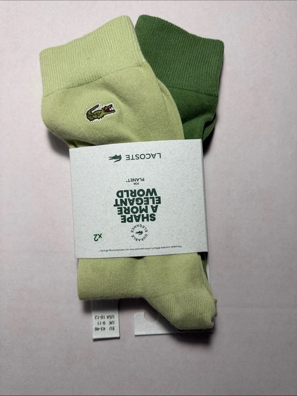 Lacoste Men’s 2-Pack Green Crew Socks - Light Green & Olive